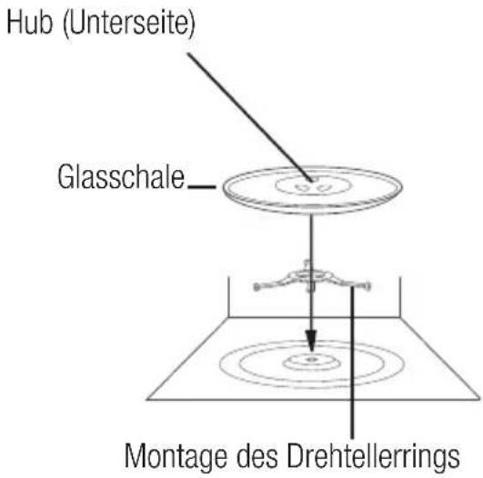Hub (Unterseite) Glasschale Montage des Drehtellerrings