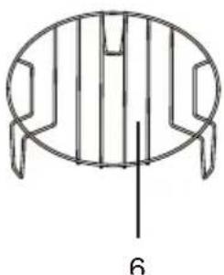 Simple line drawing of a circular object with internal vertical bars and a labeled dimension '6'; no text or symbols beyond the number.