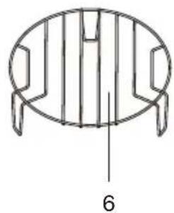 Simple line drawing of a circular table with three legs and a central handle, labeled '6' at the bottom; no text or symbols on the diagram itself.