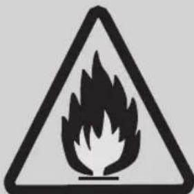 Warning symbol of a flame inside a triangle, no text or numbers.