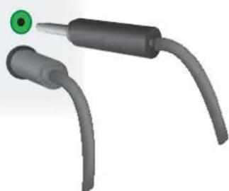 3D rendered image of two medical or dental tools with curved tubing and a green circular marker (no text or symbols).
