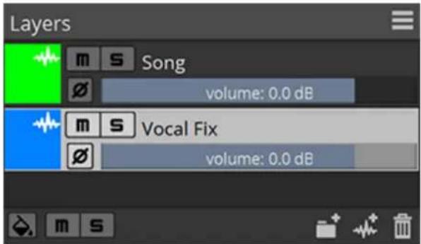 Layers m s Song volume: 0.0 dB m s Vocal Fix volume: 0.0 dB