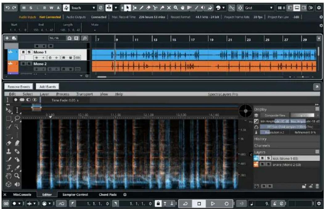 Audio Inputs Not Connected Audio Outputs Connected Max. Record Time 230 hours 5.3 mins Record Format 44.1 kHz - 24 bit Project Frame Rate 30 fps Project Plan Law - JdB Start End Length Mute 1 1.1.1 150.4.1.42 148.5.0.42 Mono 1 Mono 2 Remove Events Add Events Edit Select Layer Process Transport View…