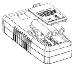Line drawing of a device casing with labeled components (no readable text or symbols)