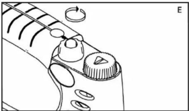 Diagram of a handheld device with circular components and a scroll wheel (no text or symbols)