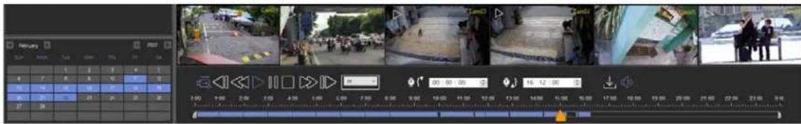 Screenshot of a video editing software interface showing multiple video and audio tracks with timecode and playback controls