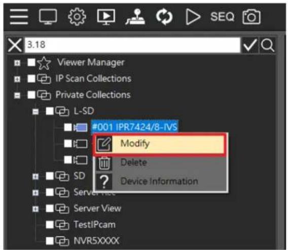 #001 IPR7424/8-IVS Modify Delete Device Information
