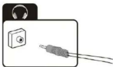 Dessin au trait simple d'un microphone connecté à un câble USB, avec des écouteurs en arrière-plan (aucun texte ou symbole)