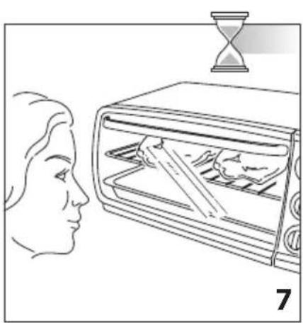 Illustration of a person facing a kitchen with an hourglass above, no text or symbols present.