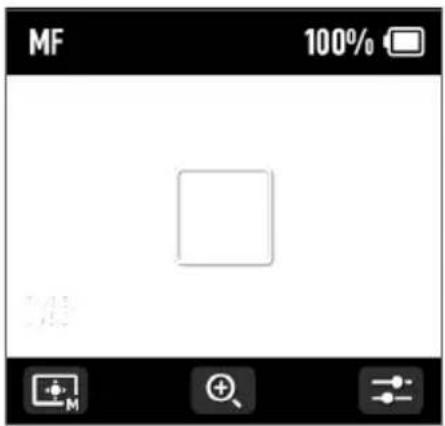 Mobile phone interface showing a blank square button with control buttons at the bottom (no readable text or symbols).