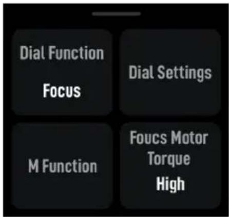 Dial Function Focus M Function Dial Settings Focus Motor Torque High