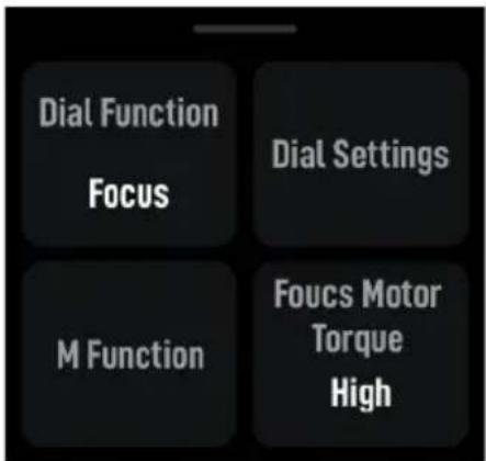 Dial Function Focus M Function Dial Settings Focus Motor Torque High