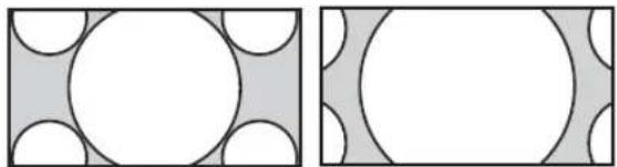 Two abstract geometric patterns: one with white circles on a gray background, the other with white circles on a gray background (no text or symbols)