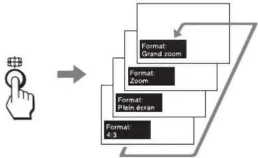 graph TD A["Hand Pin"] --> B["Arrow"] B --> C["Format: Grand zoom"] B --> D["Format: Zoom"] B --> E["Format: Plain écran"] B --> F["Format: 4-3"]