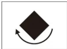 Simple black diamond shape with a curved arrow indicating rotation or refresh (no text or symbols)