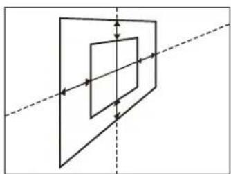 Pure geometric diagram showing nested rectangles with arrows, no text or symbols present