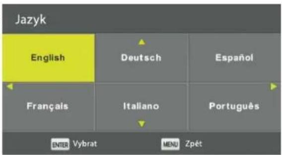 Jazyk English Deutsch Español Français Itallano Português ENTER Vybrat MENU Zpét