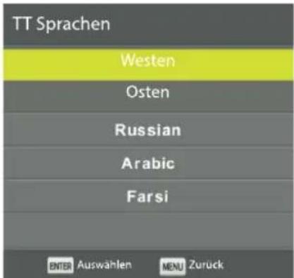 TT Sprachen Westen Osten Russian Arabic Farsi ENTER Auswahlen MENU Zuruck