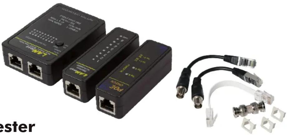 Two black wireless network devices (TCPs) and a separate cable with connectors, no visible text or symbols on the devices themselves.