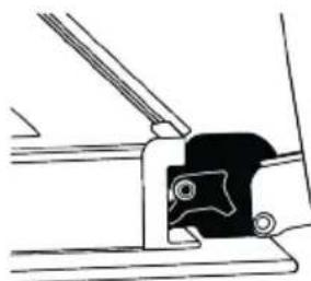 Pure mechanical assembly diagram showing a bracket and mounting bracket without any text or symbols