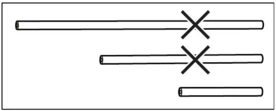 Simple line drawing of three parallel rods with cross marks, no text or symbols present