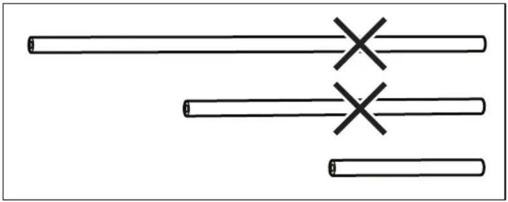 Simple line drawing of three parallel rods with cross marks, no text or symbols present