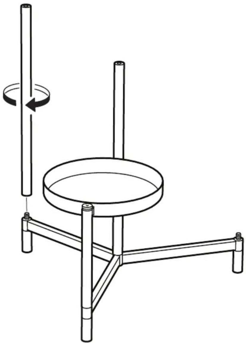 Technical line drawing of a mechanical device with rotating shaft and base (no text or symbols)