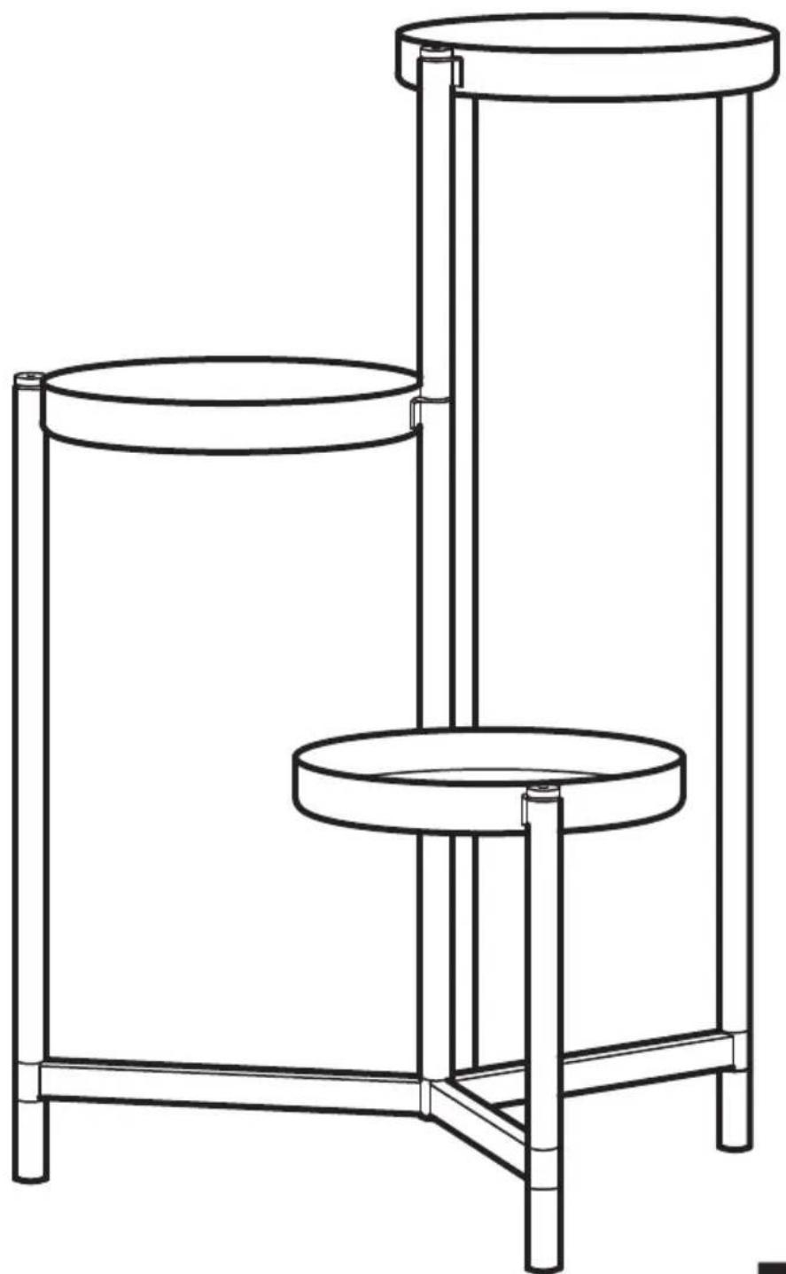 Line drawing of a simple outdoor table with three circular legs and a central platform (no text or symbols)