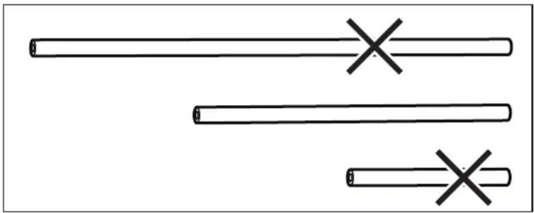 Simple line drawing of three parallel rods with 'X' marks, no text or symbols present