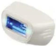White electronic device with a blue display screen (no visible text or symbols)