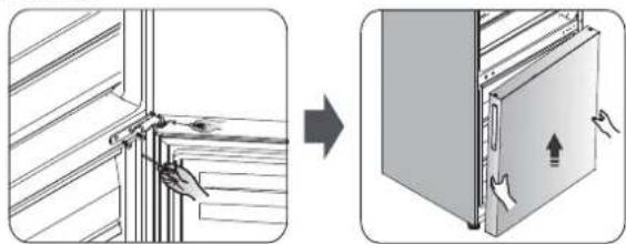 Diagram showing a window frame being adjusted to a door panel, with no text or symbols present.
