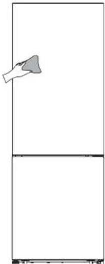 Simple line drawing of a door with a handle and a small triangular object on the left side (no text or symbols)