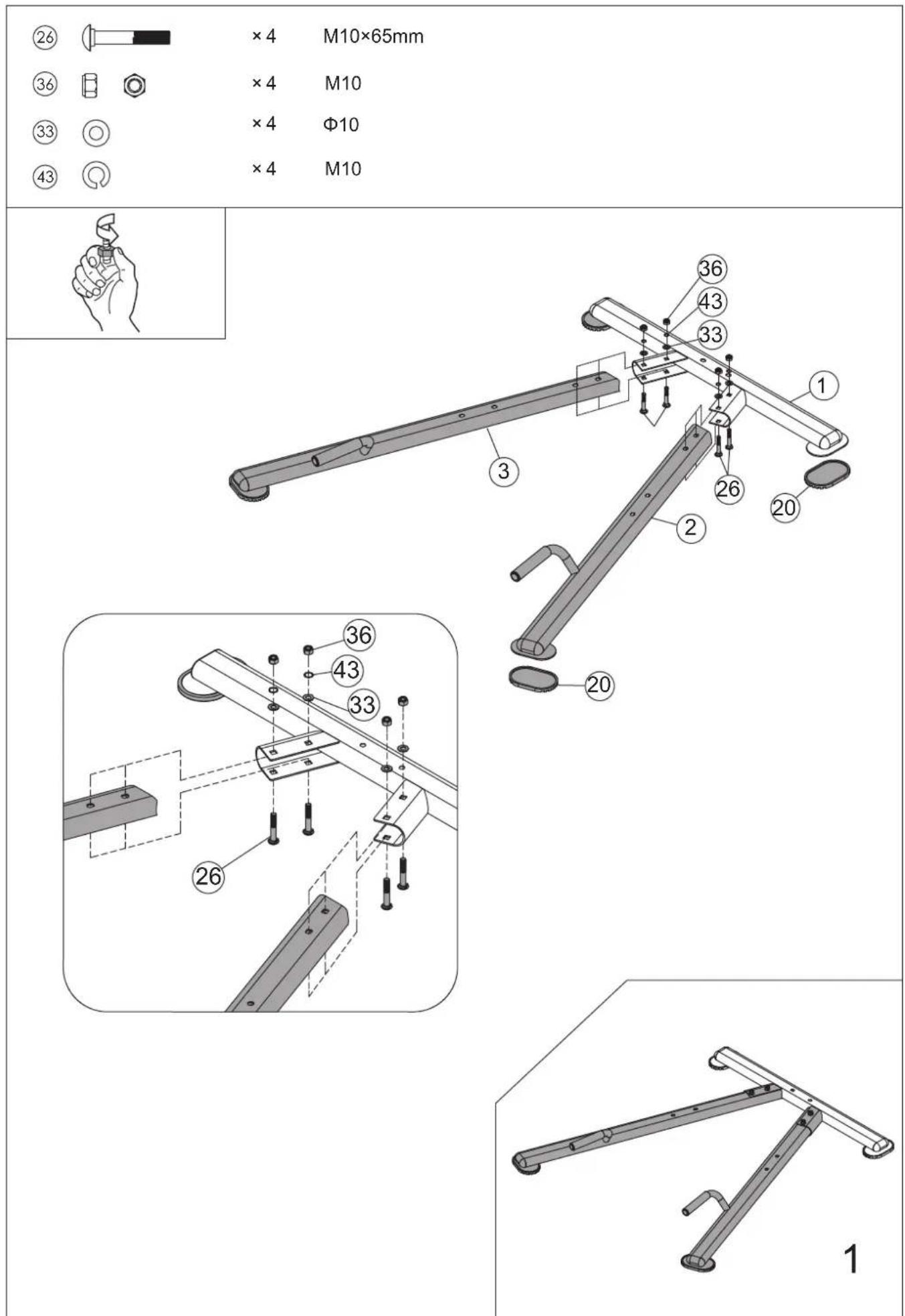 26 × 4 M10×65mm 36 × 4 M10 33 × 4 Φ10 43 × 4 M10 36 43 33 1 2 26 20 2 3 36 43 33 26 20 1