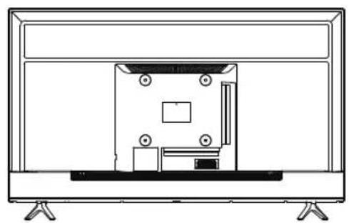 Line drawing of a flat-screen TV with an internal device and stand (no text or symbols)