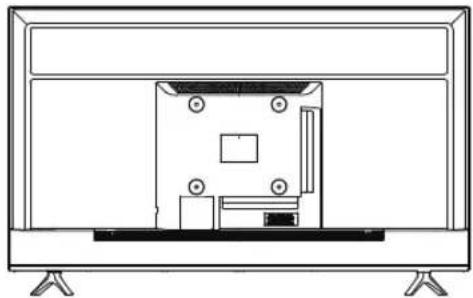 Line drawing of a flat-screen TV with an internal display unit (no text or symbols)