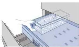 Architectural rendering of a modern building facade with a central storage unit, no text or symbols visible.