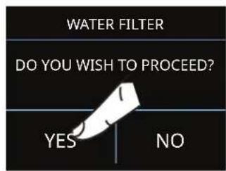 WATER FILTER DO YOU WISH TO PROCEED? YES NO
