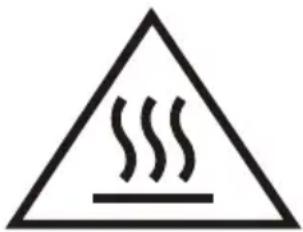 Warning symbol depicting steam rising inside a triangle, commonly used in safety or hazard prevention.