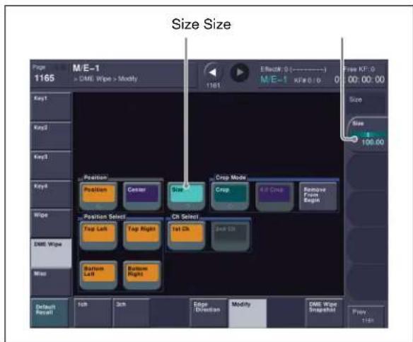 Size Size. Page 1165 M/E-1 > CME Wipe > Mostly. ElecW: 0 (----) M/E-1 KFe 0.0. Free KF: 0. 00:00:00. Size 4 100.00. Key1, Key2, Key3, Key4, Wipe, CME Wipe, Wipe, Position, Position, Center, Crop Mode, Crop, 4.8 Creb, Remove From Right, Position Select, Top Left, Top Right, Ch Select, Bottom Left, Bo…