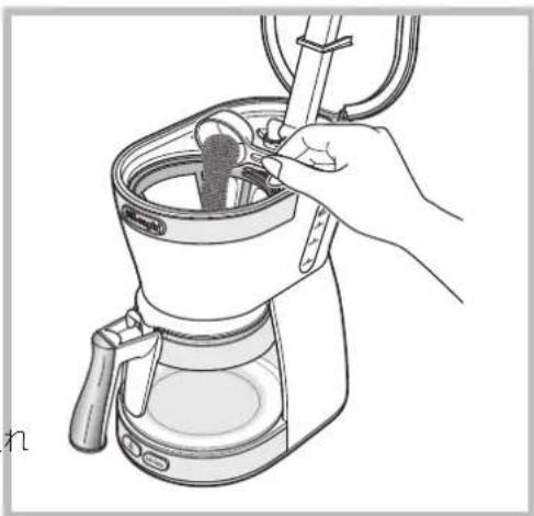 DELONGHI Active ICM12011J - ペーパーレスフィルターにコーヒー粉を入れ、本体ふたを閉める - 1