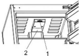 Technical diagram of a mechanical or electrical component with labeled parts 1 and 2.