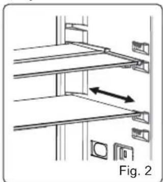 Diagram of a shelving unit with shelves and doors, labeled Fig. 2 (no text or symbols on the diagram itself)