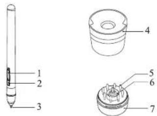 Technical diagram of a mechanical component with numbered parts for identification