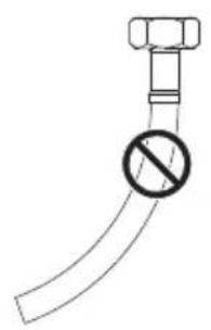 Simple line drawing of a pipe fitting with a prohibition symbol (no text or labels).