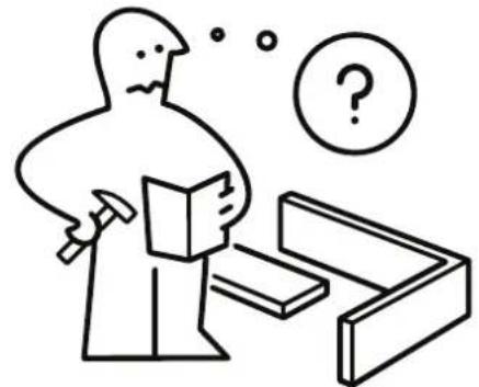 Cartoon illustration of a person examining a book with a question mark above, no text or symbols present