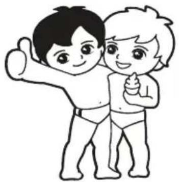 Cartoon illustration of two smiling children giving thumbs-up (no text or symbols).