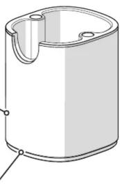 Simple line drawing of a cylindrical container with a side outlet and mounting points (no text or symbols)