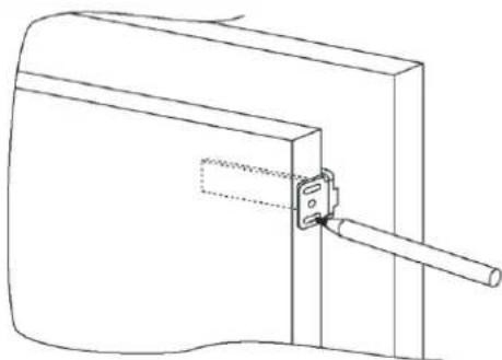 Technical line drawing of a mechanical assembly with a rod inserted into a housing (no text or symbols)