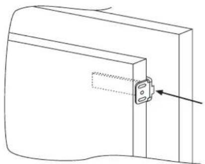 Technical line drawing of a mechanical component with a fastener or connector (no text or symbols)