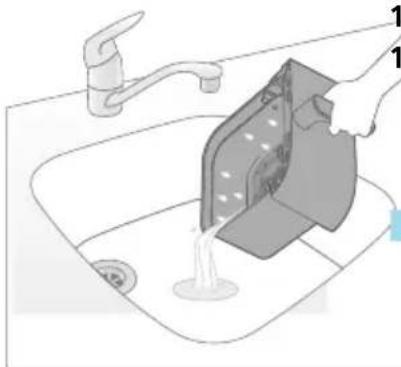 Illustration of a hand washing a sink with a cloth cover (no text or symbols)